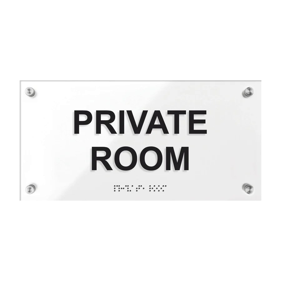 Белая акриловая табличка с текстом и шрифтом Брайля